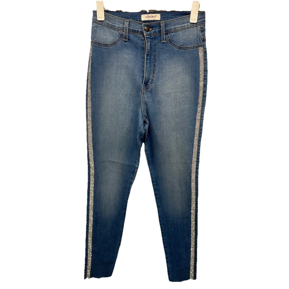 Vibrant MIU Denim Jeans Women's Size 11 / W29 Rhinestone Blue Skinny Stretch